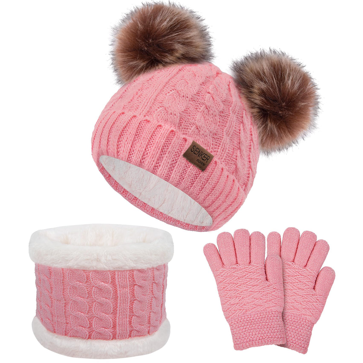 Kids Winter Beanie Hat Scarf Gloves Set for Girls Boys