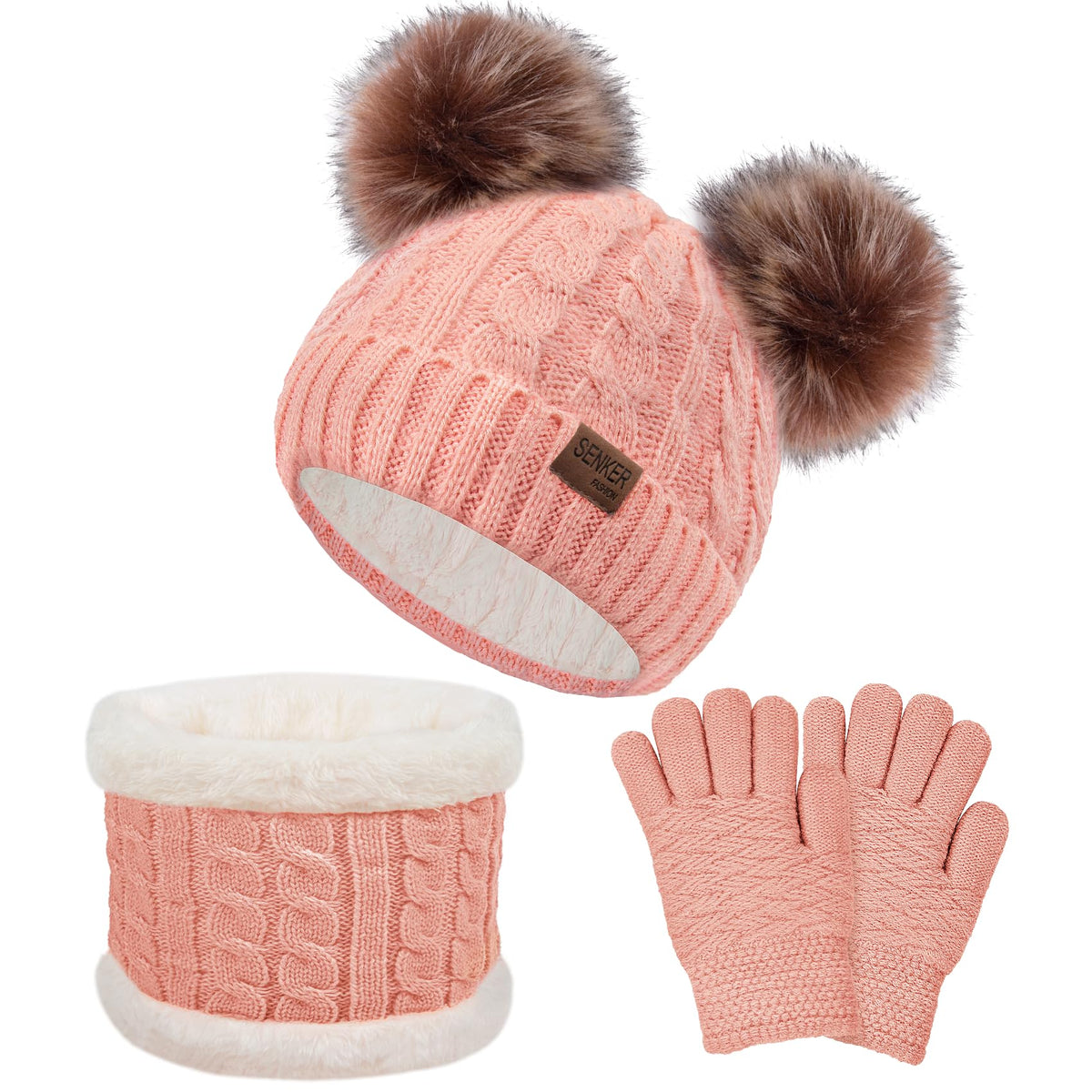 Kids Winter Beanie Hat Scarf Gloves Set for Girls Boys