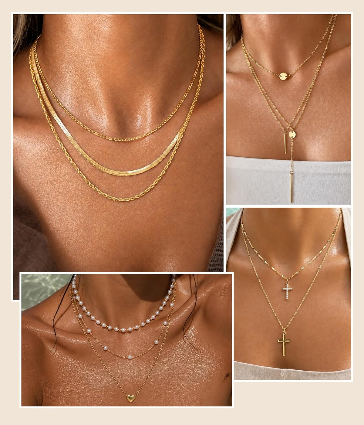 73 Pcs Gold Jewelry Set for Women, Necklaces Bracelets Rings Earrings Set
