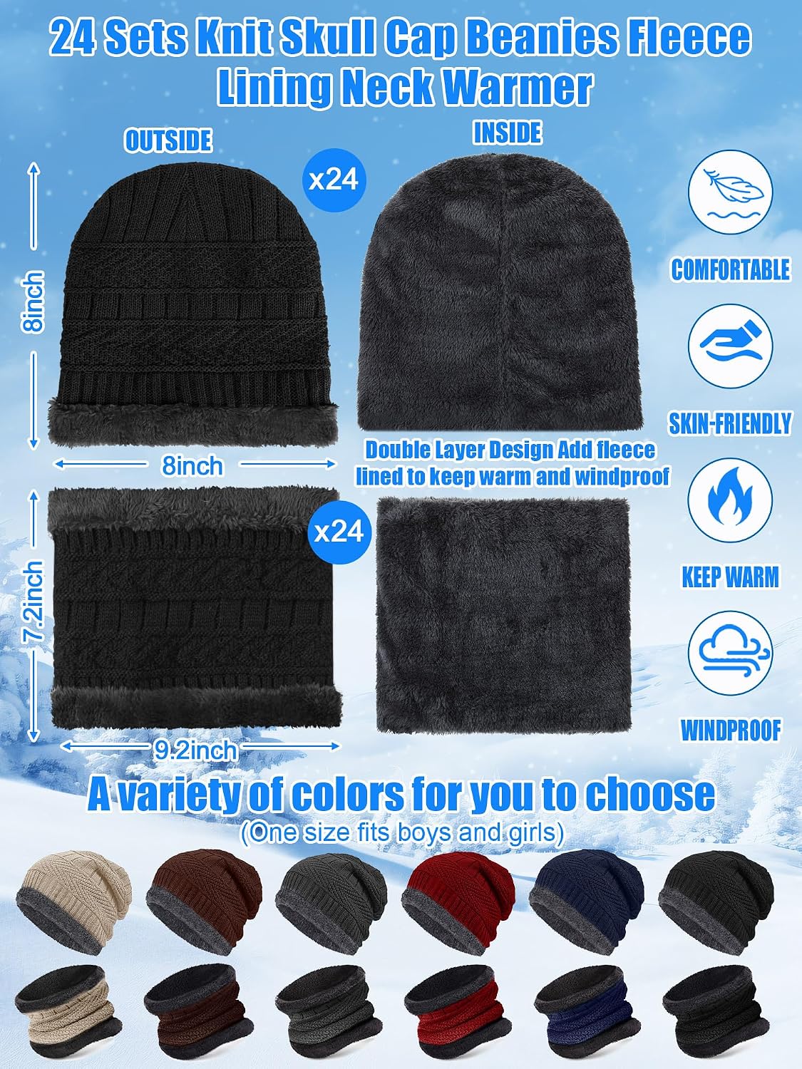 Kids Winter Hat Glove Scarf Sock Sets Winter Warm Gifts