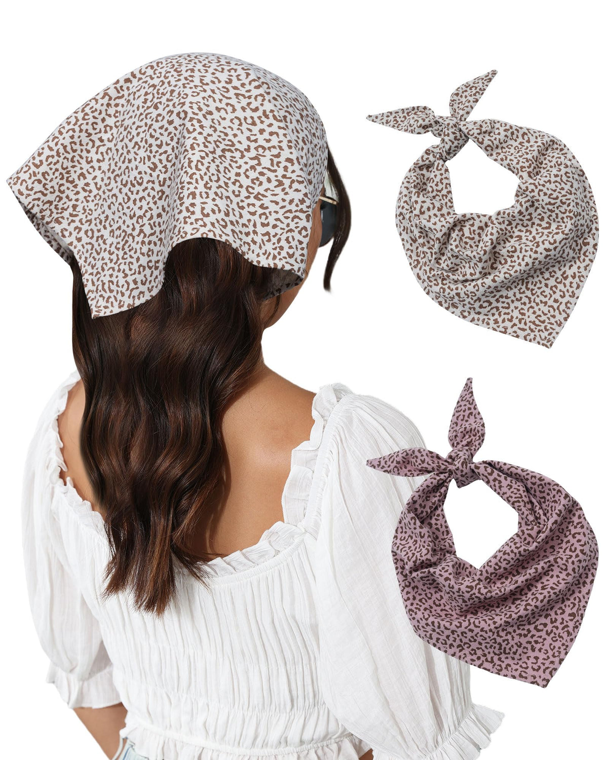 Molans Cotton Floral Hair Scarf, 2PCS Triangle Head Bandanas for Women Girl