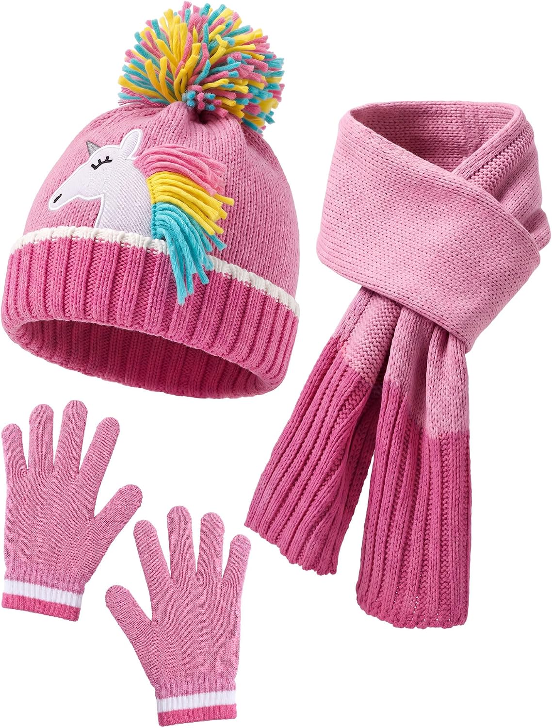 Bencailor 3 Pcs Kids Winter Hat Gloves Scarf Set