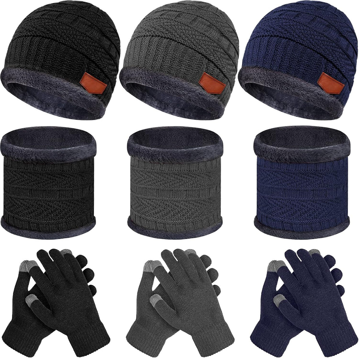 JaGely 9 Pcs Kids Hat Glove Scarf Sets
