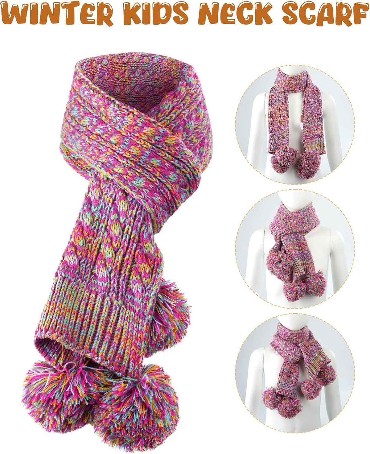 HONGTEYA 4 Pcs Kids Winter Hat Gloves Scarf Set, Thicken Warm Earmuff Neck Warmer Set for Boys Girls 3-15