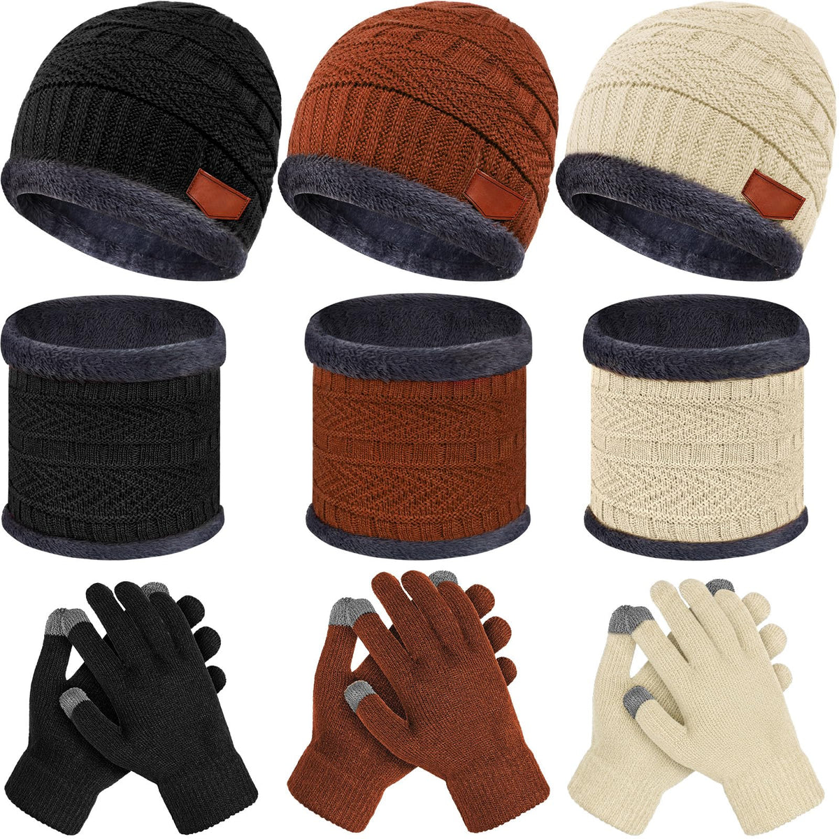 JaGely 9 Pcs Kids Hat Glove Scarf Sets