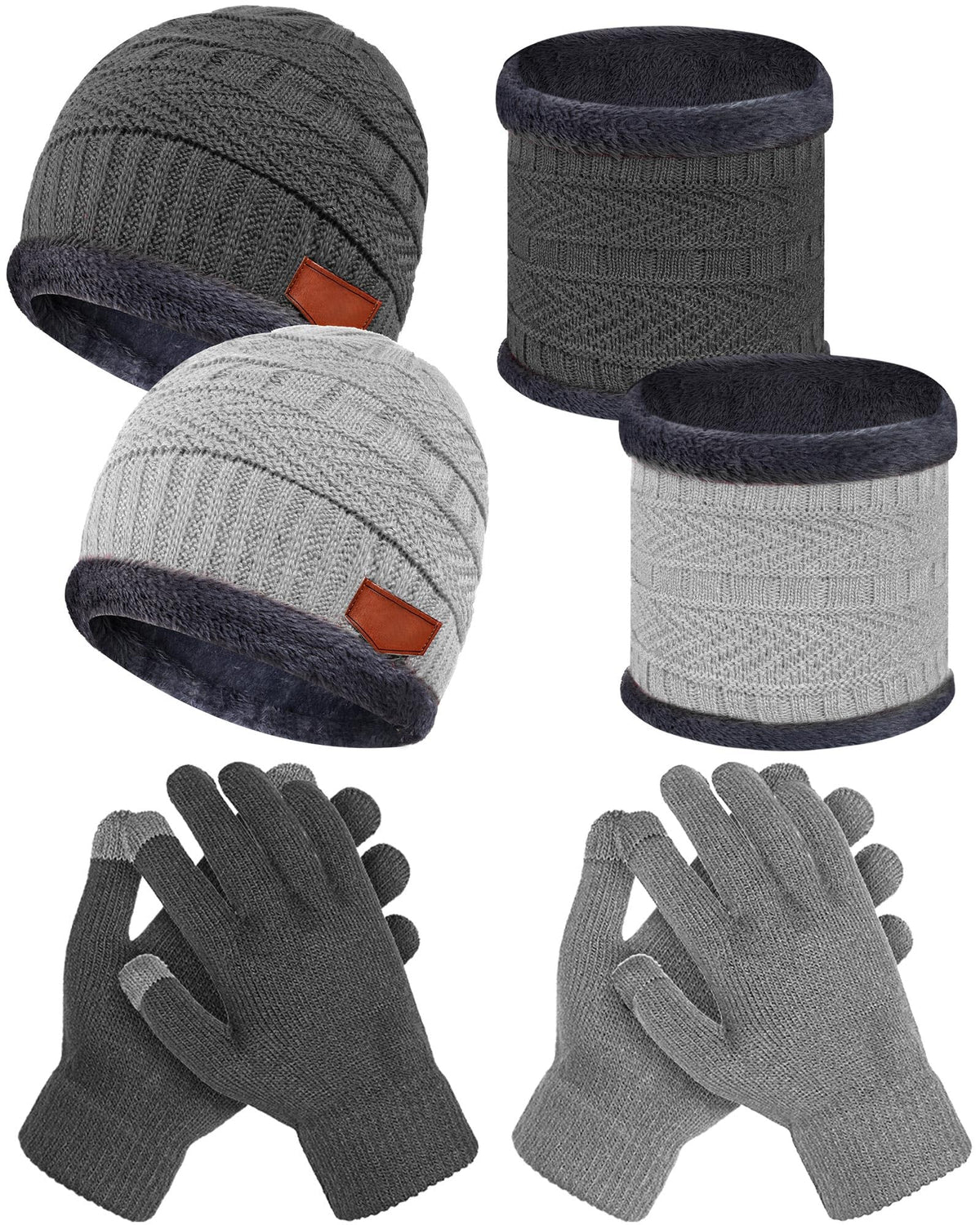 JenPen 6 Pcs Kids Winter Hat Scarf Touchscreen Gloves