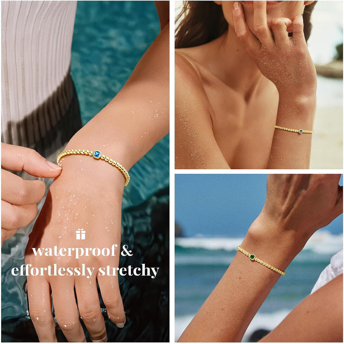 Turandoss Birthstone Bracelets for Women, 14K Gold Plated Bracelet