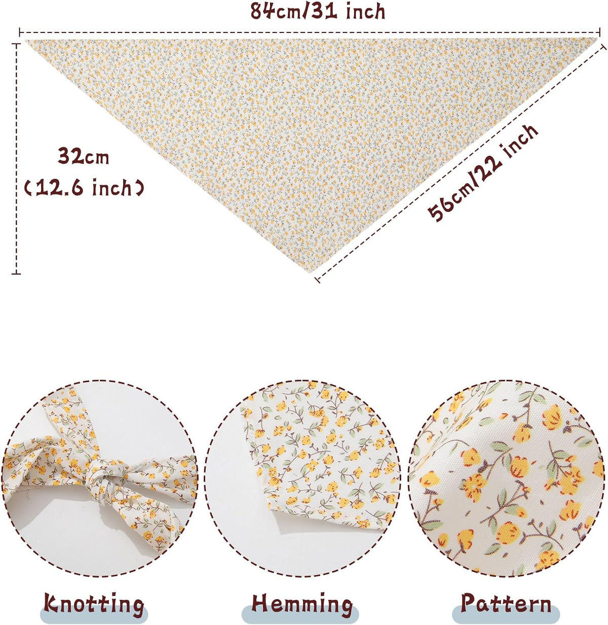 Molans Cotton Floral Hair Scarf, 2PCS Triangle Head Bandanas for Women Girl