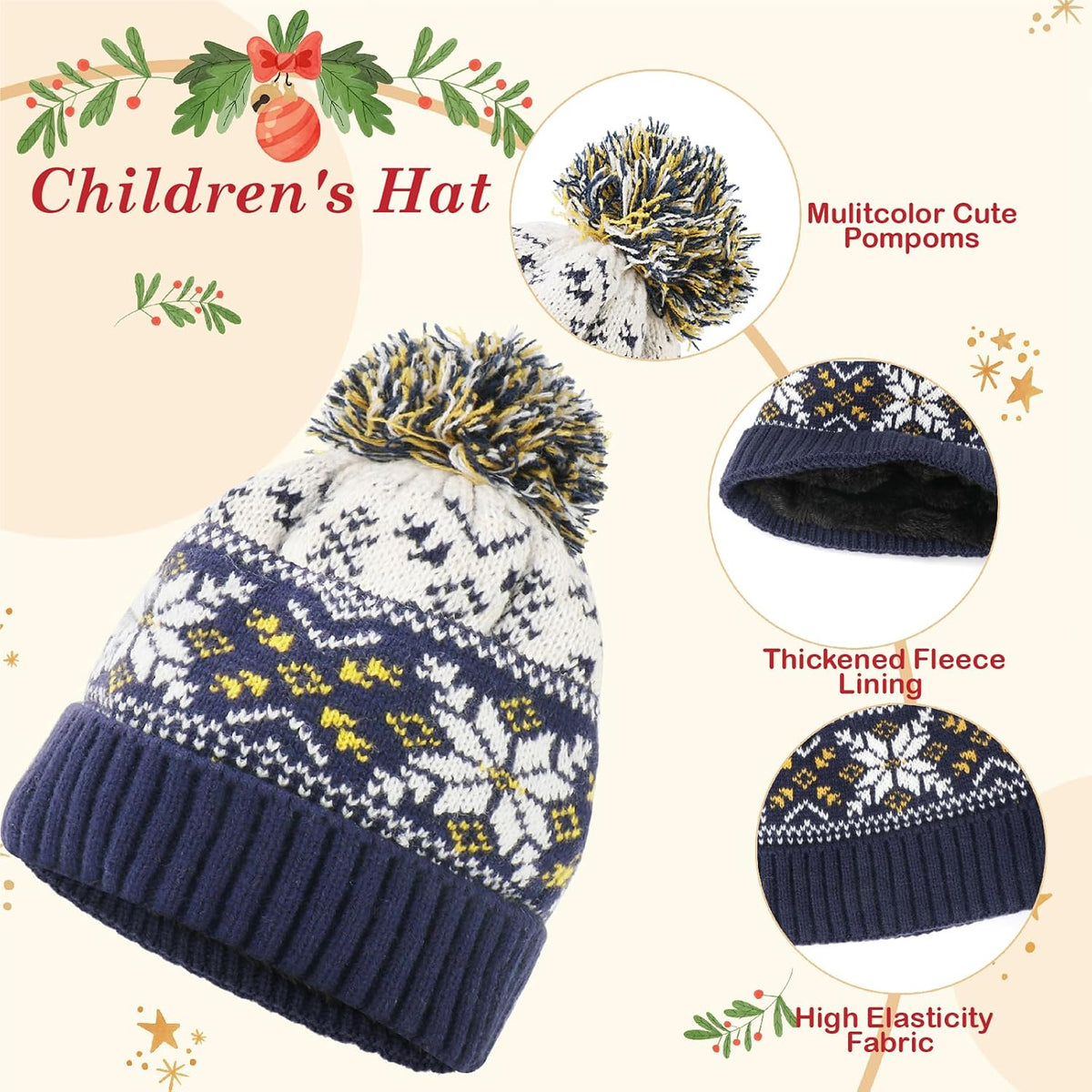 Boys Girls Winter Hat Gloves Scarf Set for 5-10 Years Old, Christmas Gifts for Kids Children's Beanie, Soft Knit Neck Warmer