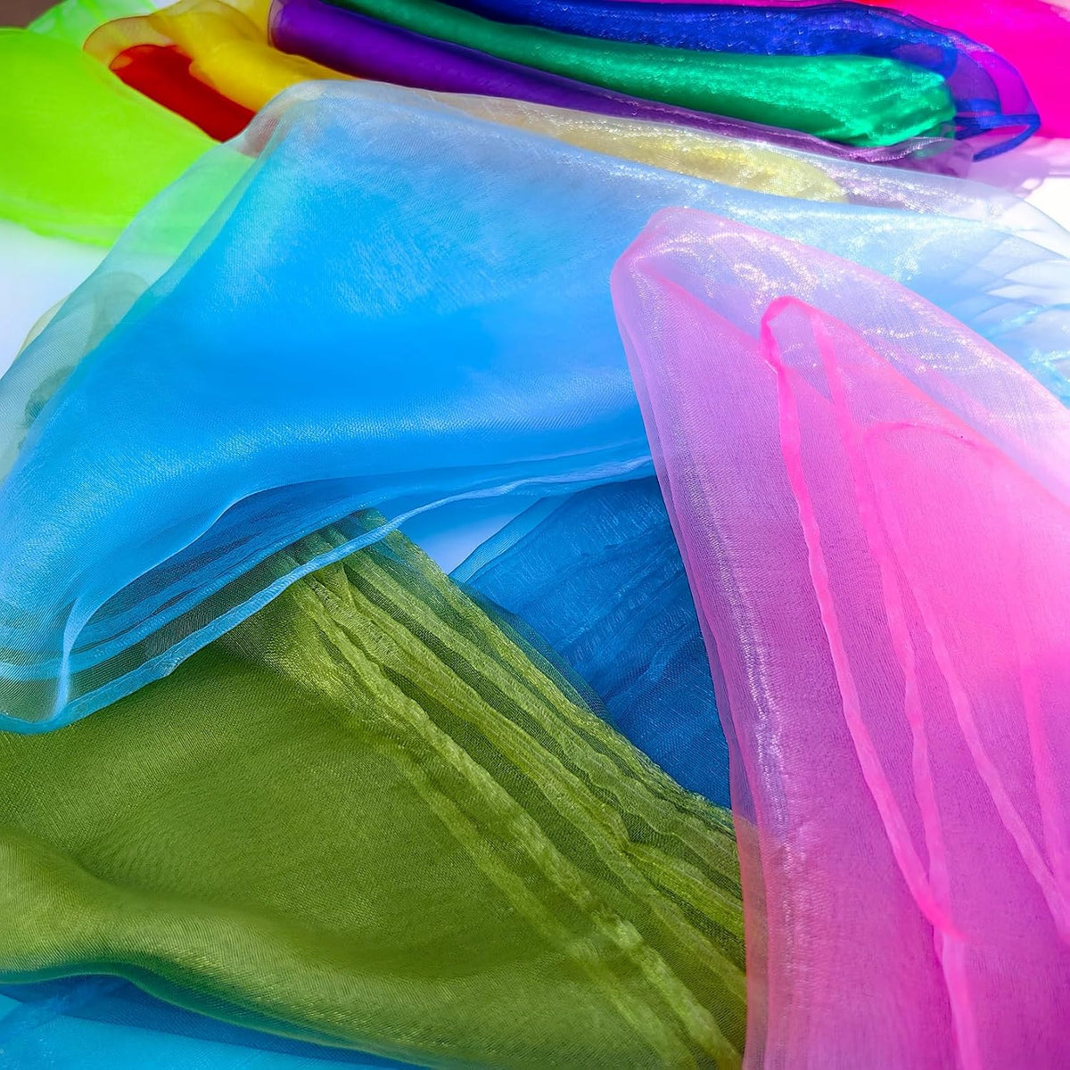 AIVIAI Dance Scarves, 12 Colors 24 PCS Juggling Scarves for Kids Play Dancing Music Scarfs Colorful Silk Actives Scarves for Toddlers Children Movement