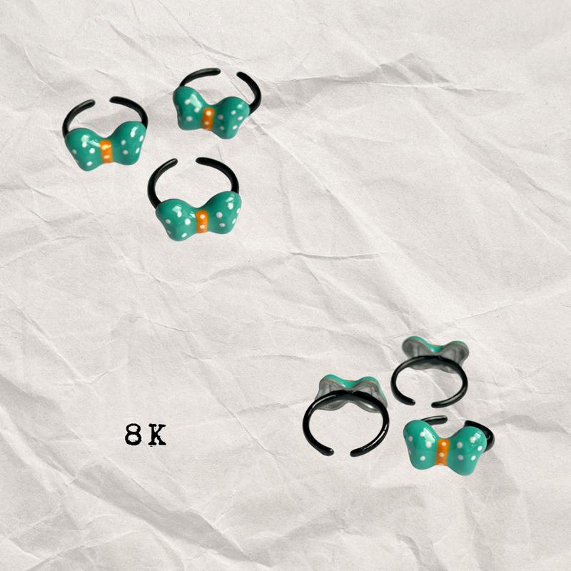 Handmade Bow Rings Cold Enamel Non Tarnish Size Adjustable Open Rings Stackable Retro Whimsical Fun Funky Chunky Y2K Colorful