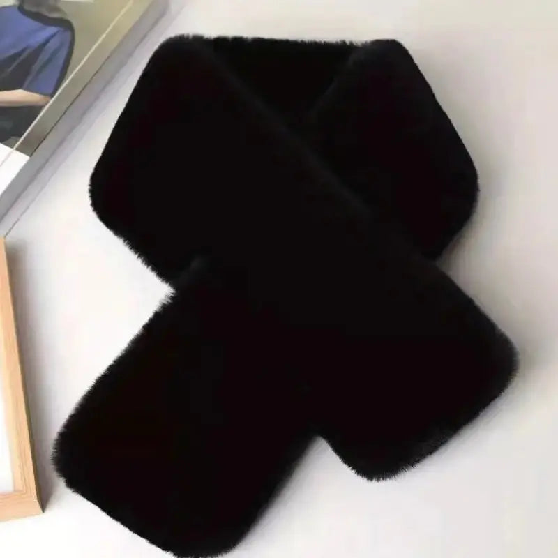 Unisex Soft Faux Fur Winter Scarf - Warm and Fashionable Flat Cross Scarf for Girls and Boys