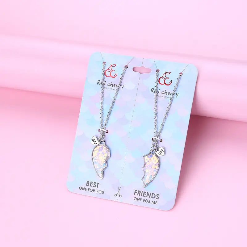 Five-pointed star sequin heart necklace alloy oil-drip pendant double chain cartoon children's jewelry