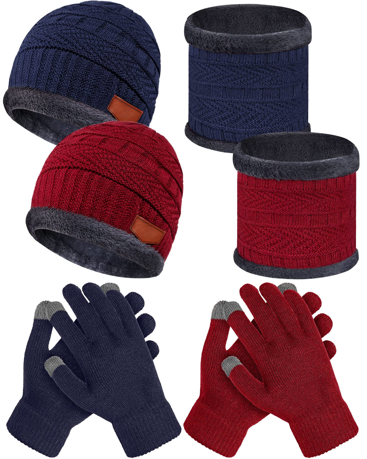 JenPen 6 Pcs Kids Winter Hat Scarf Touchscreen Gloves