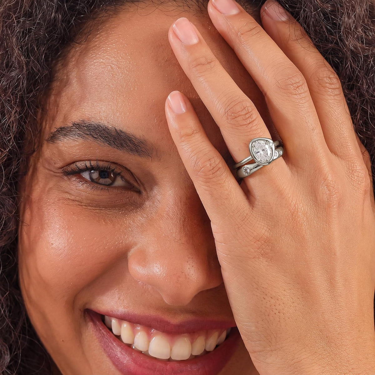 18K Gold & Silver Plated Stackable Ring Set for Women, CZ Curved Wave Stacking Bands, Statement Promise Rings for Wedding Engagement, Trendy Dainty Jewelry Gift