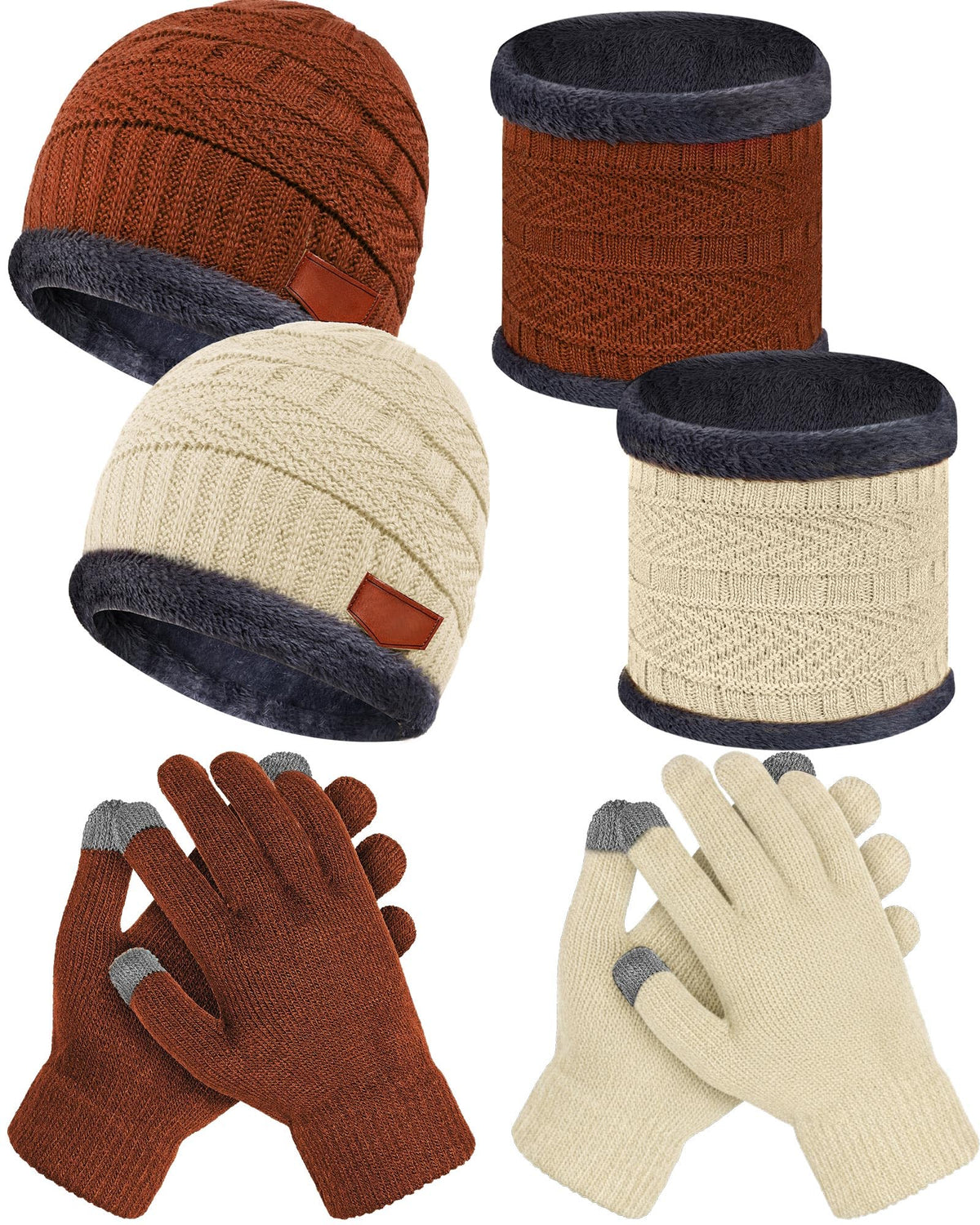 JenPen 6 Pcs Kids Winter Hat Scarf Touchscreen Gloves