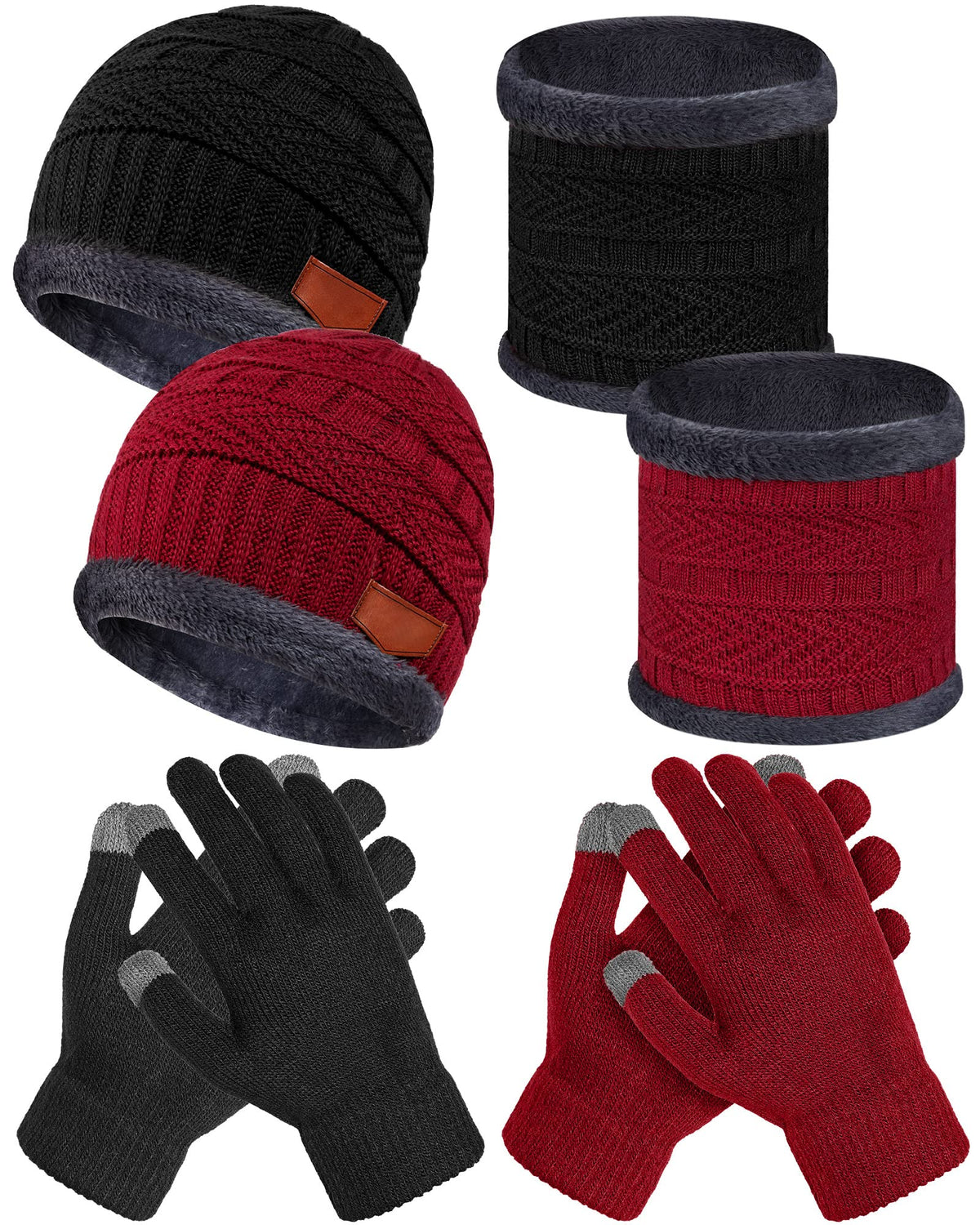 JenPen 6 Pcs Kids Winter Hat Scarf Touchscreen Gloves