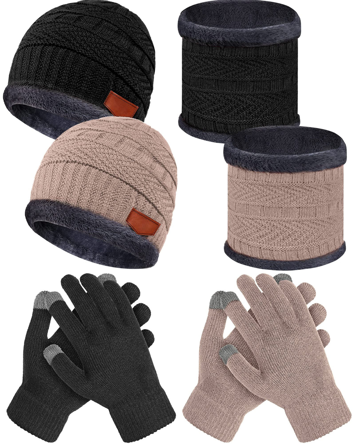 JenPen 6 Pcs Kids Winter Hat Scarf Touchscreen Gloves