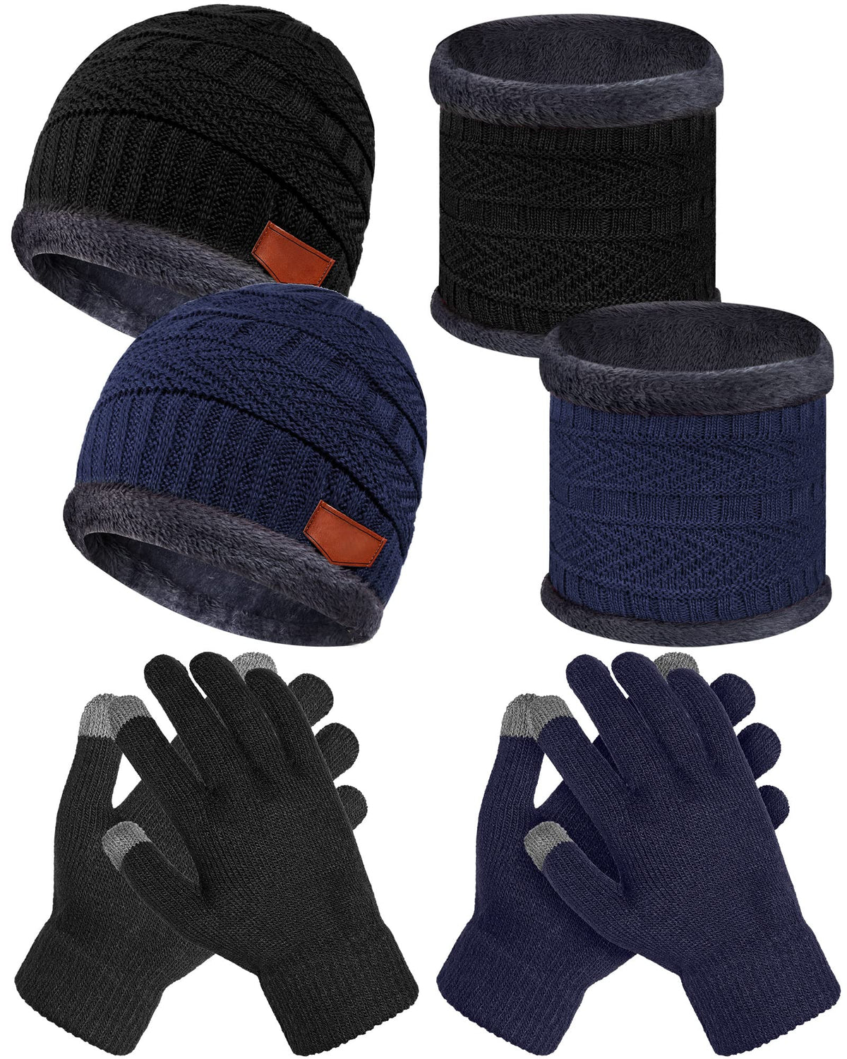 JenPen 6 Pcs Kids Winter Hat Scarf Touchscreen Gloves