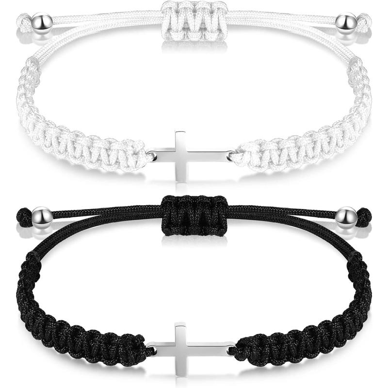 Bracelet Christian Matching Couple Friendship Adjustable Bracelets for Women Men Mom Father BFF Sister First Communion Baptism Confirmation Easter Grad Christmas