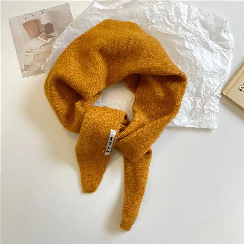 Winter Korea Knitted Triangle Scarf Wool Warm Shawl Scarf Women Neck Protection Smallscarf Cashmere Scarf
