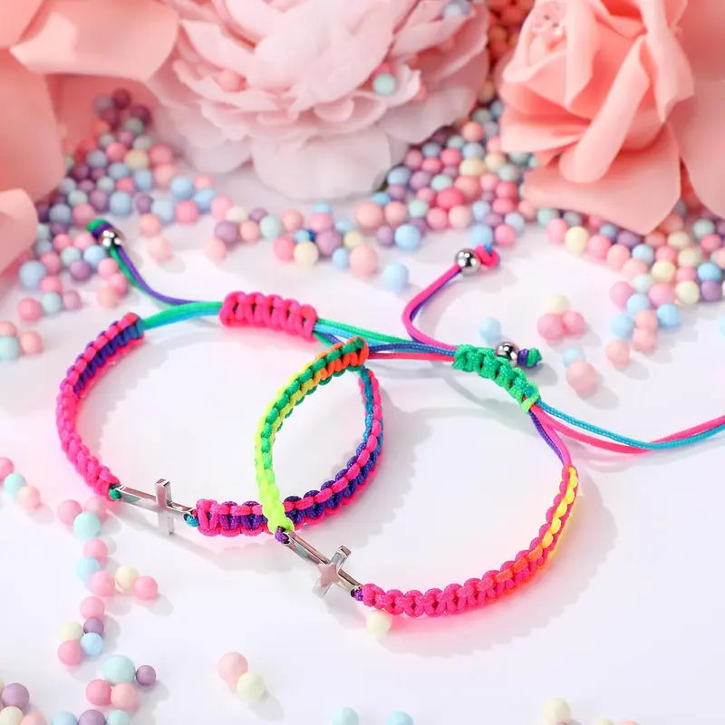 Bracelet Christian Matching Couple Friendship Adjustable Bracelets for Women Men Mom Father BFF Sister First Communion Baptism Confirmation Easter Grad Christmas
