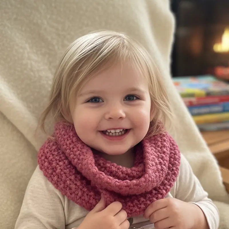 Toddler Girls' Plain Knit Cowl Neck Warmer - Soft and Thick, Non-Bulky Thick Knit Winter Sports Outdoor Accessory, Christmas Gift