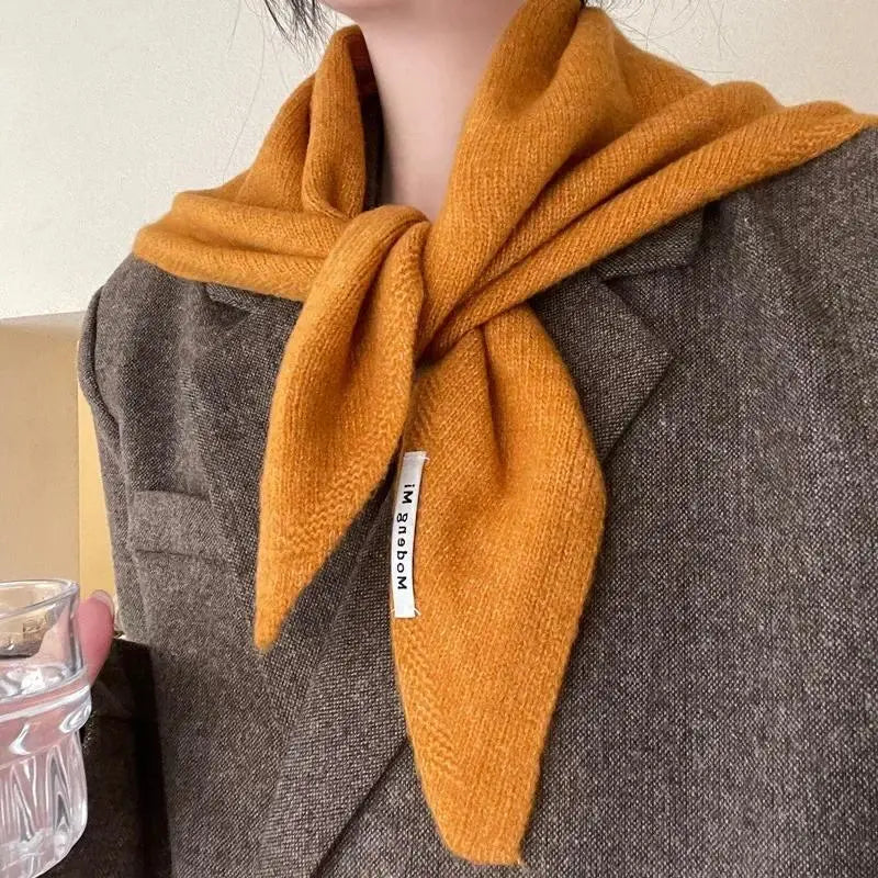 Winter Korea Knitted Triangle Scarf Wool Warm Shawl Scarf Women Neck Protection Smallscarf Cashmere Scarf