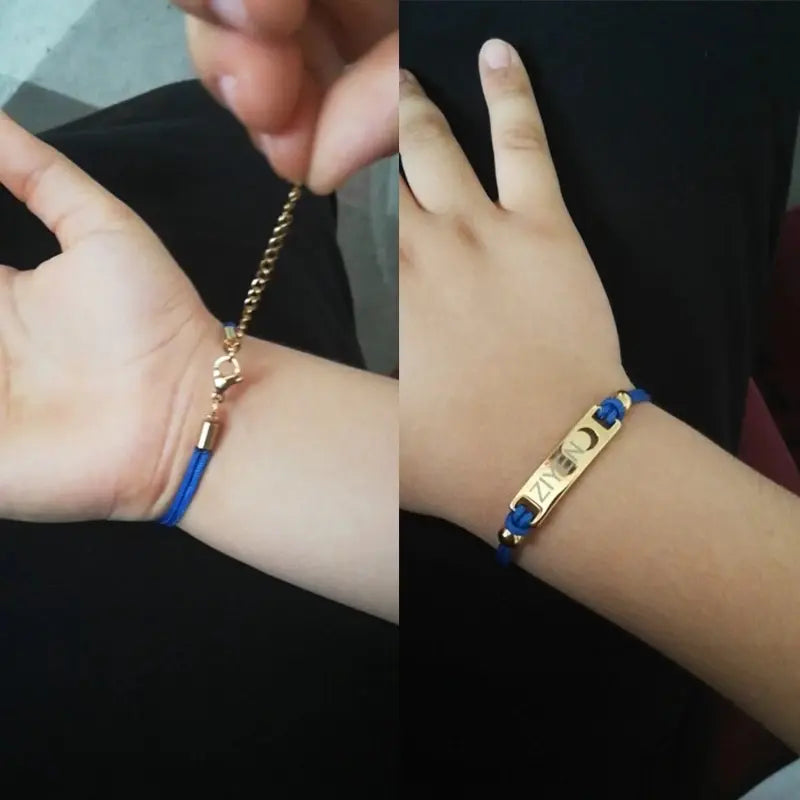AS519 Personalized Gift for Children Rope Bracelet Engraved Names for Birthday Rope Children's Curved DIY Personalized Hollow Moon Love Bracelet