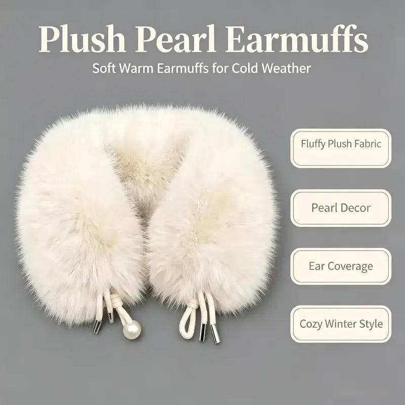 Basic Casual Faux Fur Collar Scarf - Fashion Accessory, Solid Color Fluffy Soft Pearl-Trimmed Plush Wrap with Wrap Fit, Thick Warm Leather Accent, Autumn-Winter Daily Wear Clothes Accessory to Elevate Style