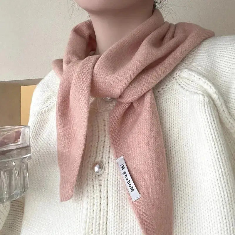 Winter Korea Knitted Triangle Scarf Wool Warm Shawl Scarf Women Neck Protection Smallscarf Cashmere Scarf
