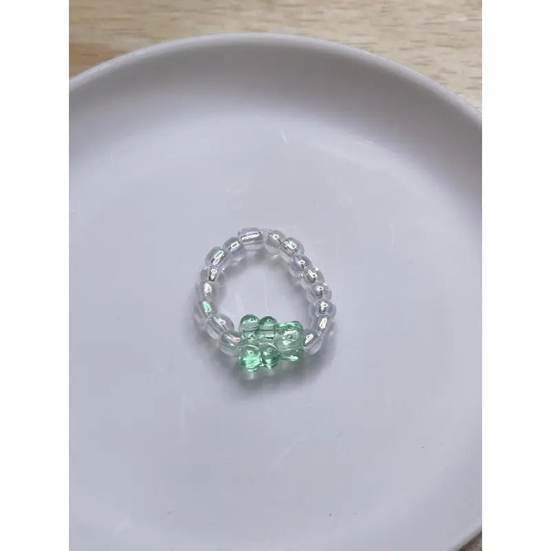 Dainty Beaded Gummy Bear Rings (Sets of 3)