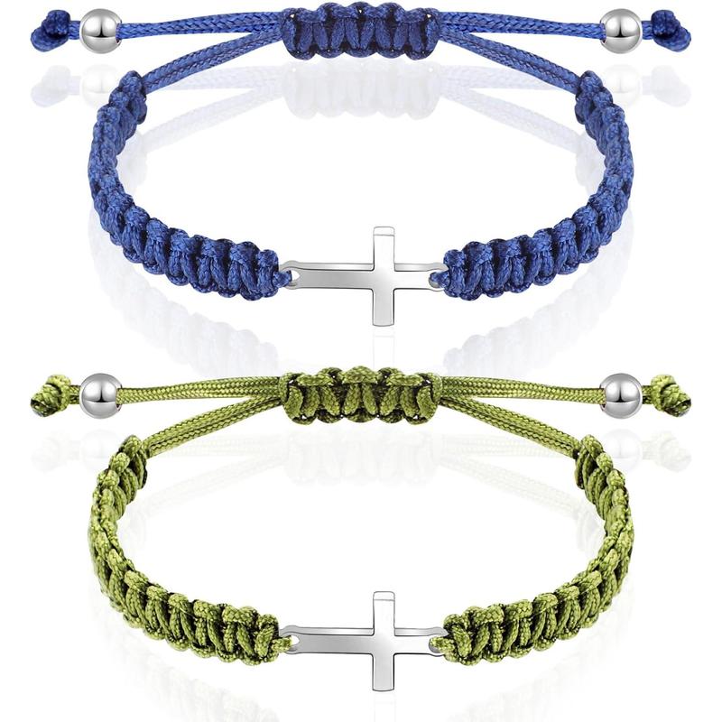 Bracelet Christian Matching Couple Friendship Adjustable Bracelets for Women Men Mom Father BFF Sister First Communion Baptism Confirmation Easter Grad Christmas