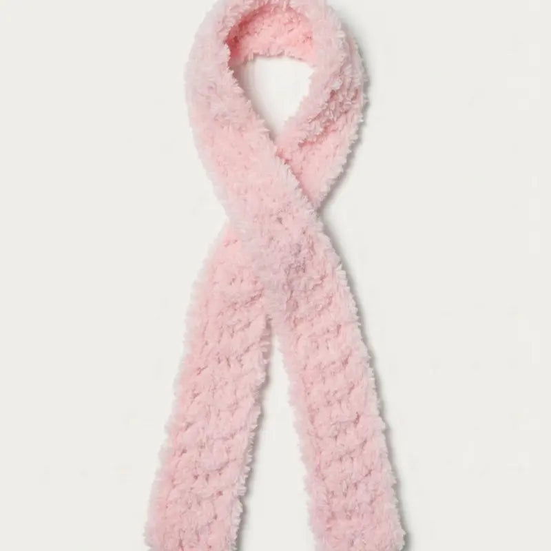 Faux Fur Handmade Knit Scarf Light Pink Cozy Winter Accessory for Women
