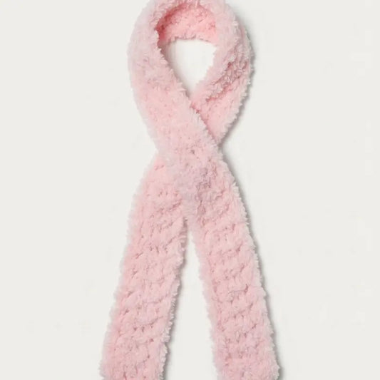 Faux Fur Handmade Knit Scarf Light Pink Cozy Winter Accessory for Women