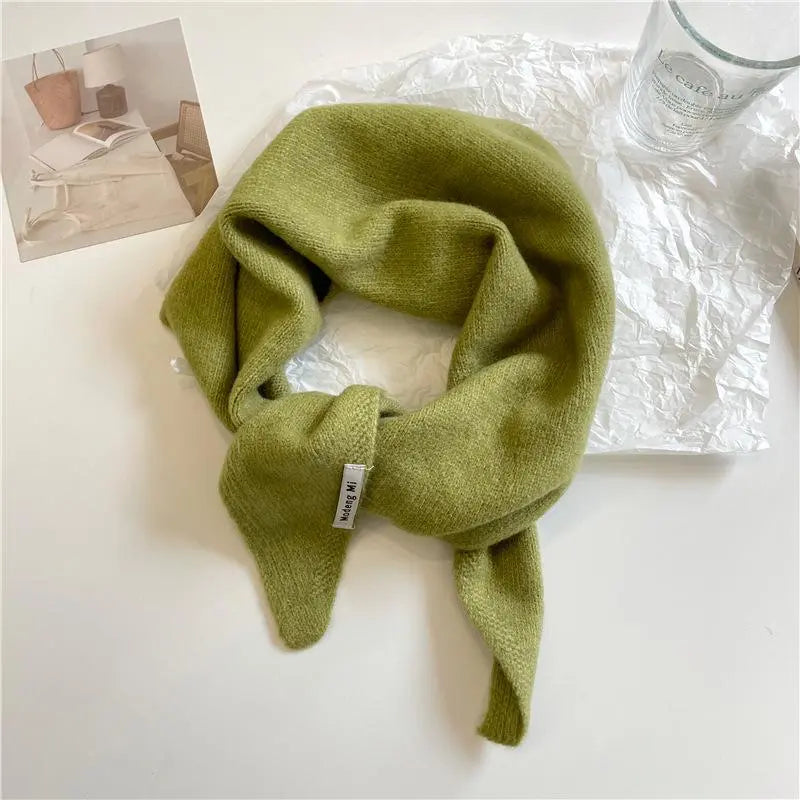 Winter Korea Knitted  Triangle Scarf Wool Warm Shawl Scarf Women Neck Protection Smallscarf Cashmere Scarf