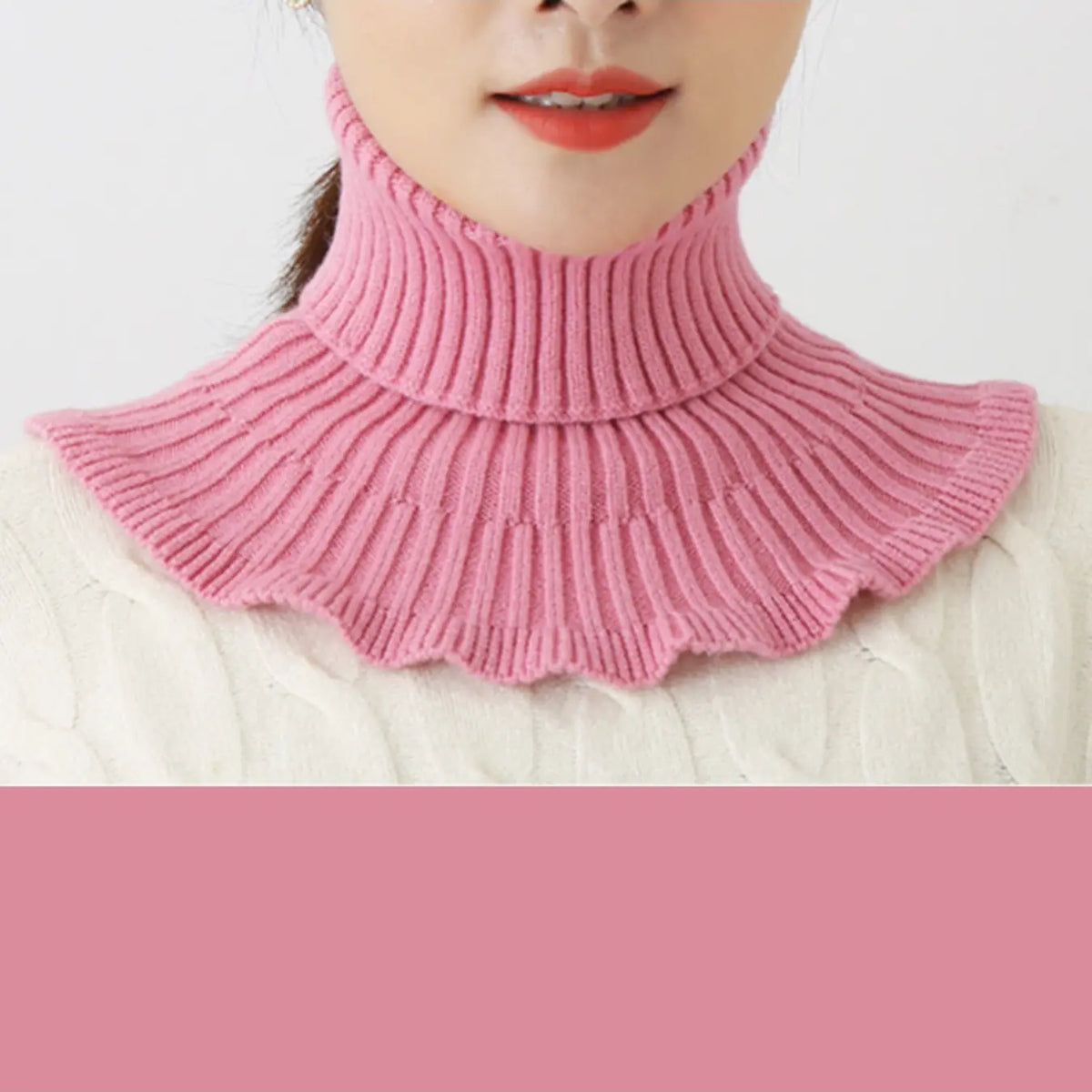 Winter New Arrival Thermal Fleece Knit Turtleneck Scarf for Women, Warm and Cold-Resistant Fashion Neck Gaiter, Versatile Fake Collar, Yarn, Fluffy Soft Scarf