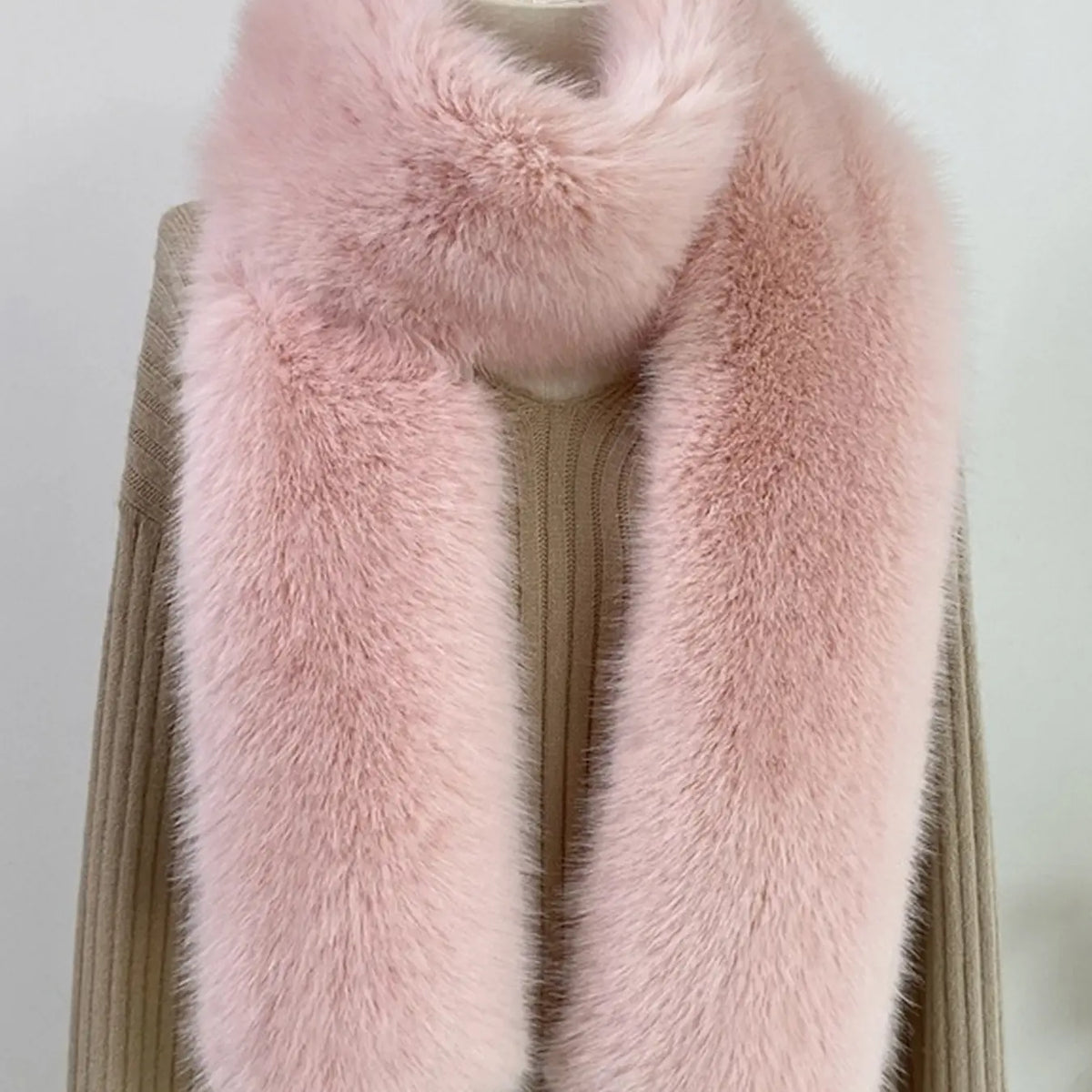 Women's Faux Fox Fur Scarf Wrap, Fluffy Soft Scarf, Thick Warm Fashionable Plush Shawl, Polyester Shawl, Casual Plain Design, Fall & Winter Accessory