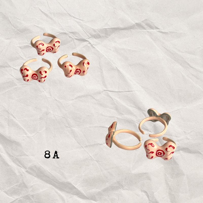 Handmade Bow Rings Cold Enamel Non Tarnish Size Adjustable Open Rings Stackable Retro Whimsical Fun Funky Chunky Y2K Colorful