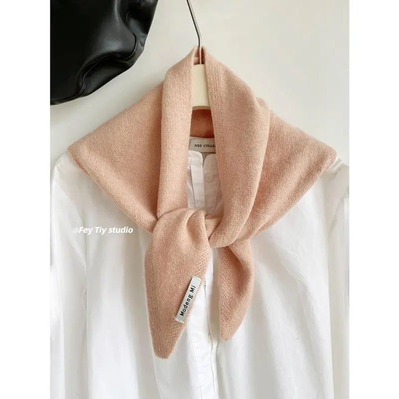 Winter Korea Knitted  Triangle Scarf Wool Warm Shawl Scarf Women Neck Protection Smallscarf Cashmere Scarf