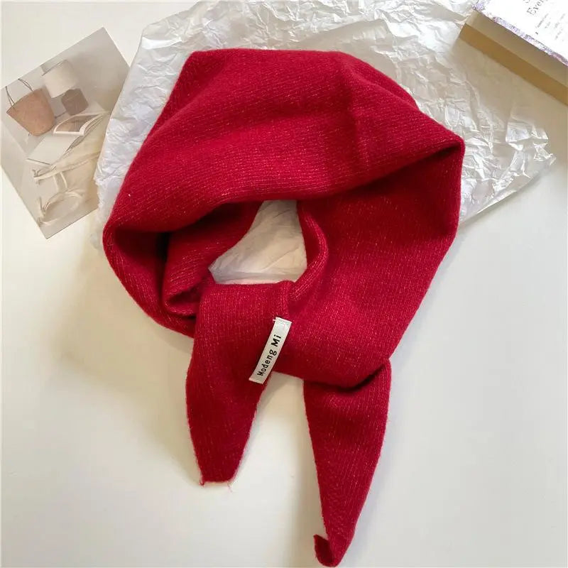 Winter Korea Knitted  Triangle Scarf Wool Warm Shawl Scarf Women Neck Protection Smallscarf Cashmere Scarf