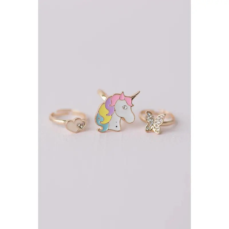 Butterfly and Unicorns Ring Set