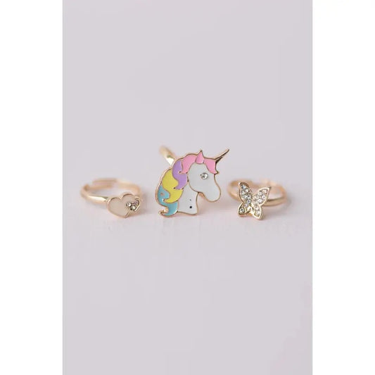 Butterfly and Unicorns Ring Set