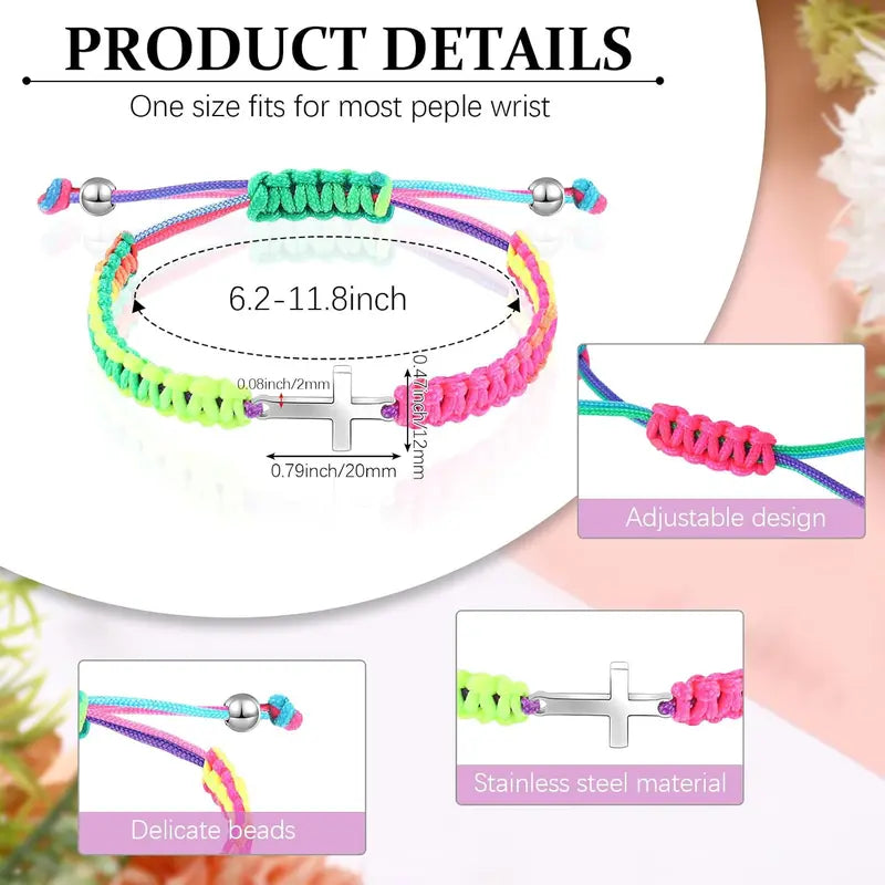 Bracelet  Christian Matching Couple Friendship Adjustable Bracelets for Women Men Mom Father BFF Sister First Communion Baptism Confirmation Easter Grad Christmas