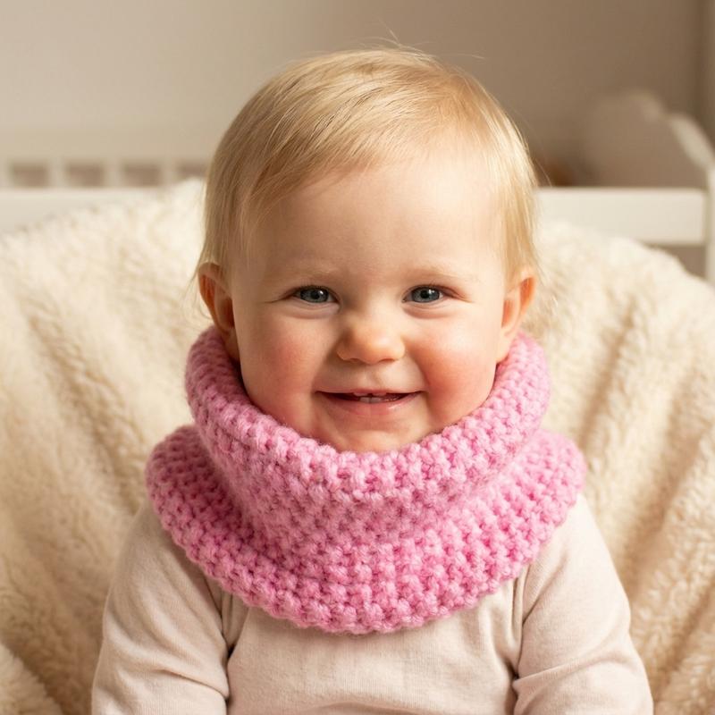 Toddler Girls' Plain Knit Cowl Neck Warmer - Soft and Thick, Non-Bulky Thick Knit Winter Sports Outdoor Accessory, Christmas Gift