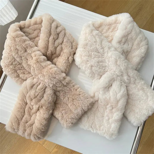 Women’s Cozy Fluffy Soft Scarf - Solid Color Polyester Knit Casual Soft Shawl, Lightweight Warm Winter Sports & Outdoor Protective Accessory for Daily Wear