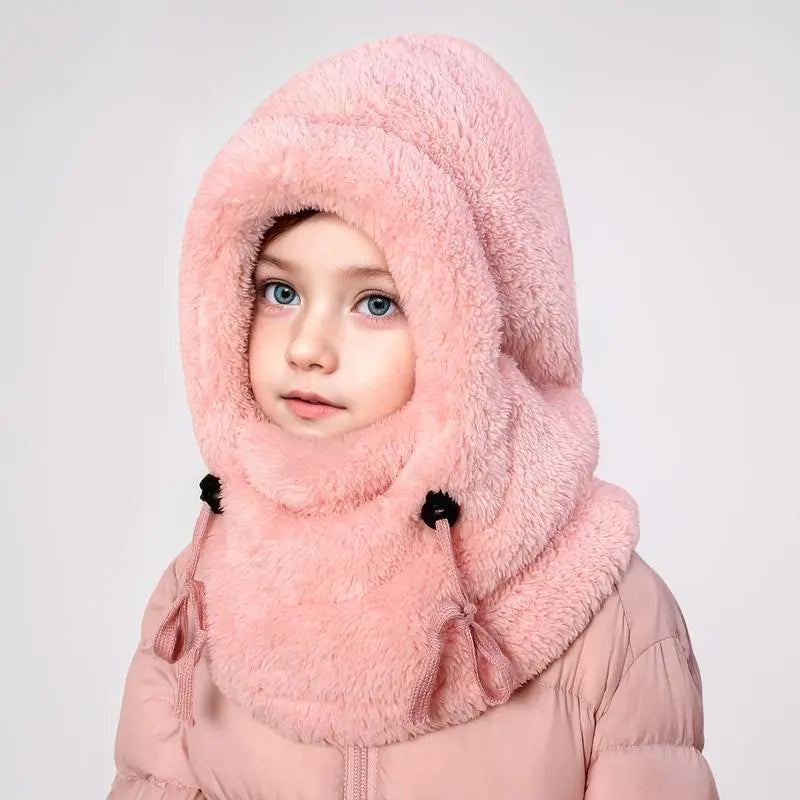 Kids' Thermal Knit Balaclava Hat with Detachable Hood, Soft Fleece Lined Windproof Neck Warmer for Winter Sports & Skiing (Ages 3-10), S (3-10Y)