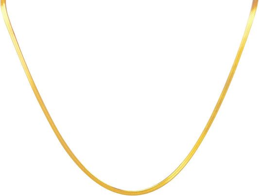 14K Gold Plated Sterling Silver Snake Chain Necklace for Women - Dainty, Simple, Chunky & Herringbone - Choker Necklace Jewelry