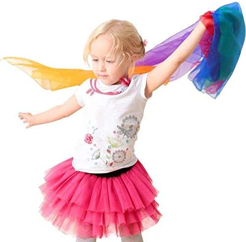 Honbay 12PCS Gradient Color Square Scarves Juggling Scarves Silk Dance Scarves Performance Props,24 x 24 Inch