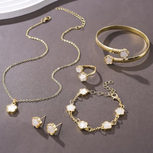 Sparkling Lucky Clover Jewelry Set for Women, Acrylic Bracelet, Earrings and Necklace Set, Four-Leaf Clover Design, Fashionable Elegant Gift for Her, Trendy Women’s Accessories